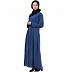 A-line abaya with piping at sleeves-Blue-black